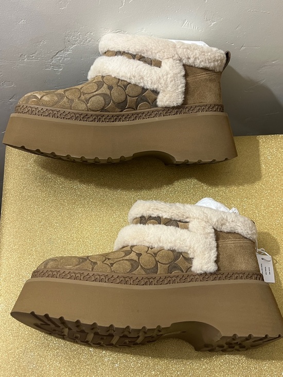 BNIB Coach Women’s Platform Christina Slip on Bootie with Shearling-Trim - Picture 9 of 17